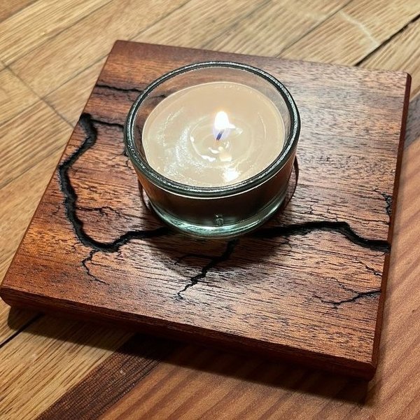 Teelichthalter Holz mit Lichtenbergfiguren